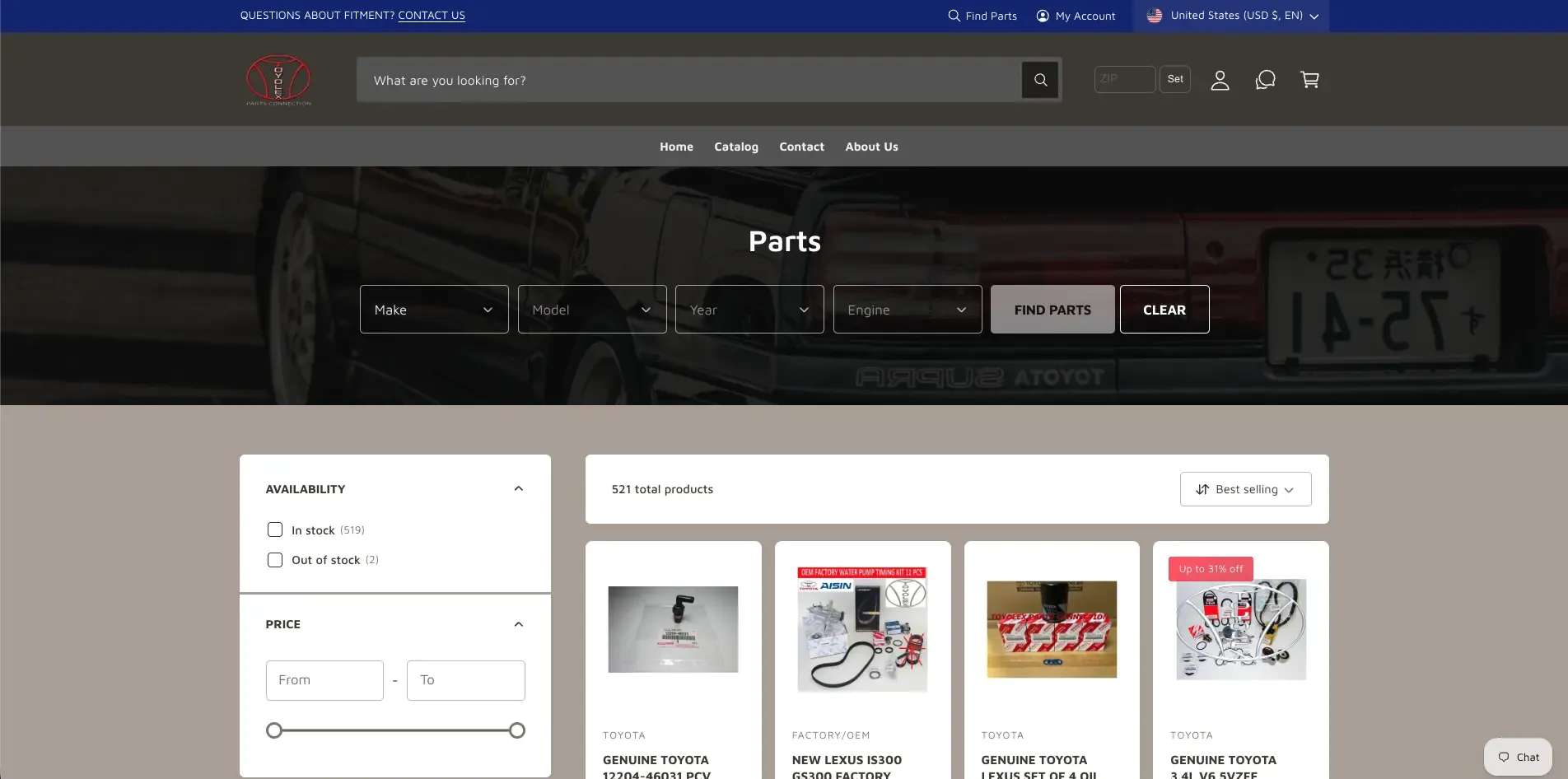 Toyolex catalogue with year, make, model, engine filter